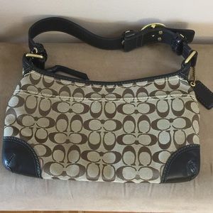 COACH NWOT Brown Monogram Bag + Black Leather trim